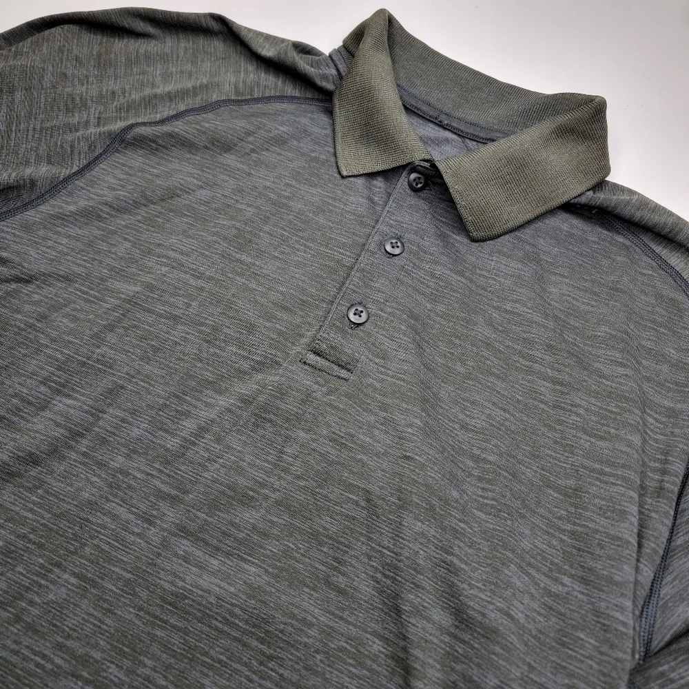 Lululemon Metal Vent Tech Men's Polo Heather Black Short Sleeve Athletic Large - Picture 1 of 5